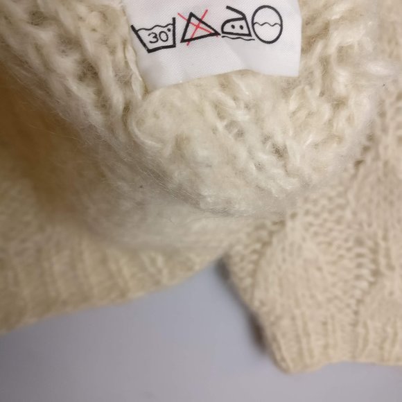 Mohair Cardigan, exposed button Pointelle Chunky Soft Knit, Sezane-Joia-style - Picture 8 of 8